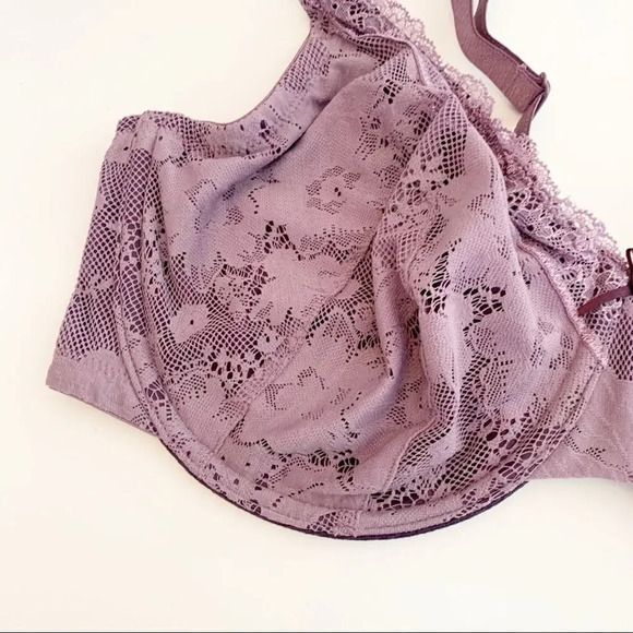 Cacique Purple Lace Cup Bra Full Coverage Brassiere 40DD Curvy Plus-size - Picture 4 of 12